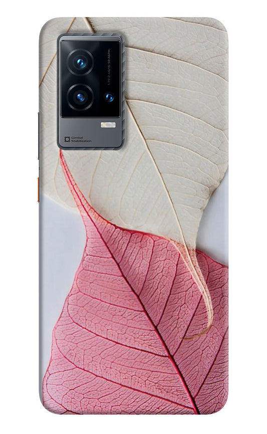 White Pink Leaf iQOO 9 5G Back Cover