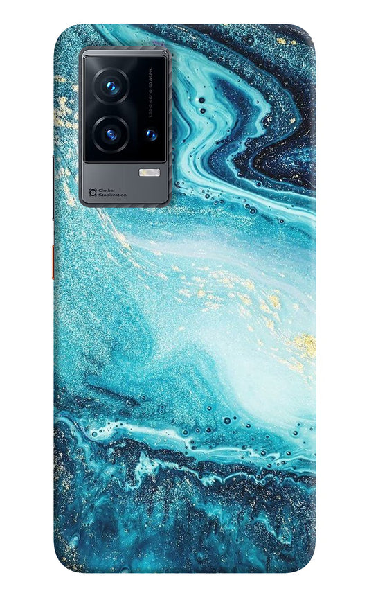 Blue Glitter Marble iQOO 9 5G Hard Case Back Cover by Casekaro