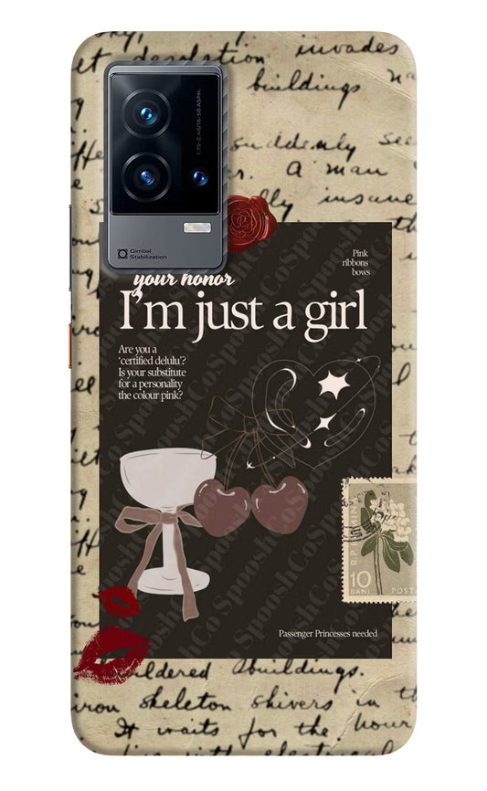 I am just a girl iQOO 9 5G Hard Case Back Cover by Casekaro