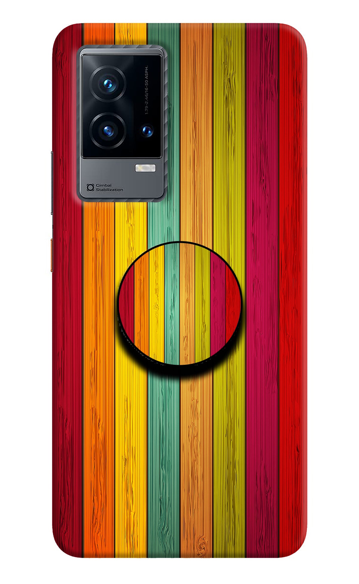 Multicolor Wooden iQOO 9 5G Pop Case