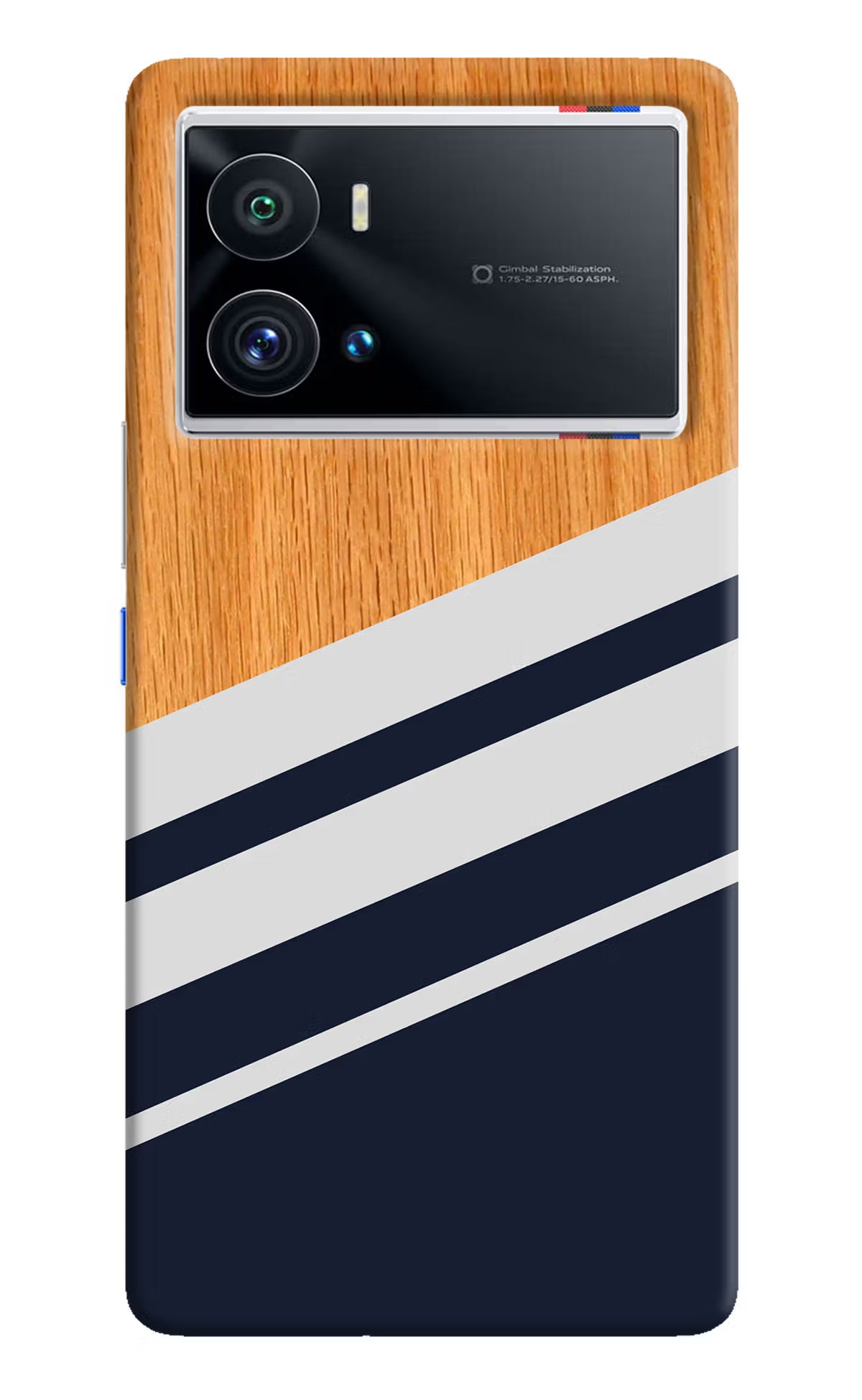 Blue and white wooden iQOO 9 Pro 5G Hard Case Back Cover by Casekaro