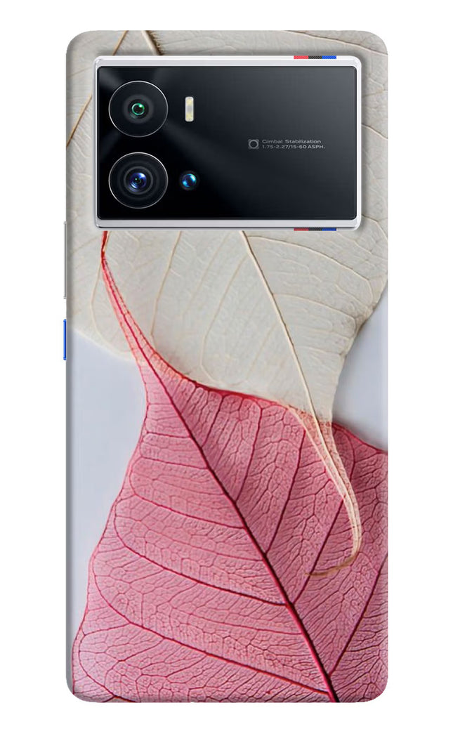 White Pink Leaf iQOO 9 Pro 5G Hard Case Back Cover by Casekaro