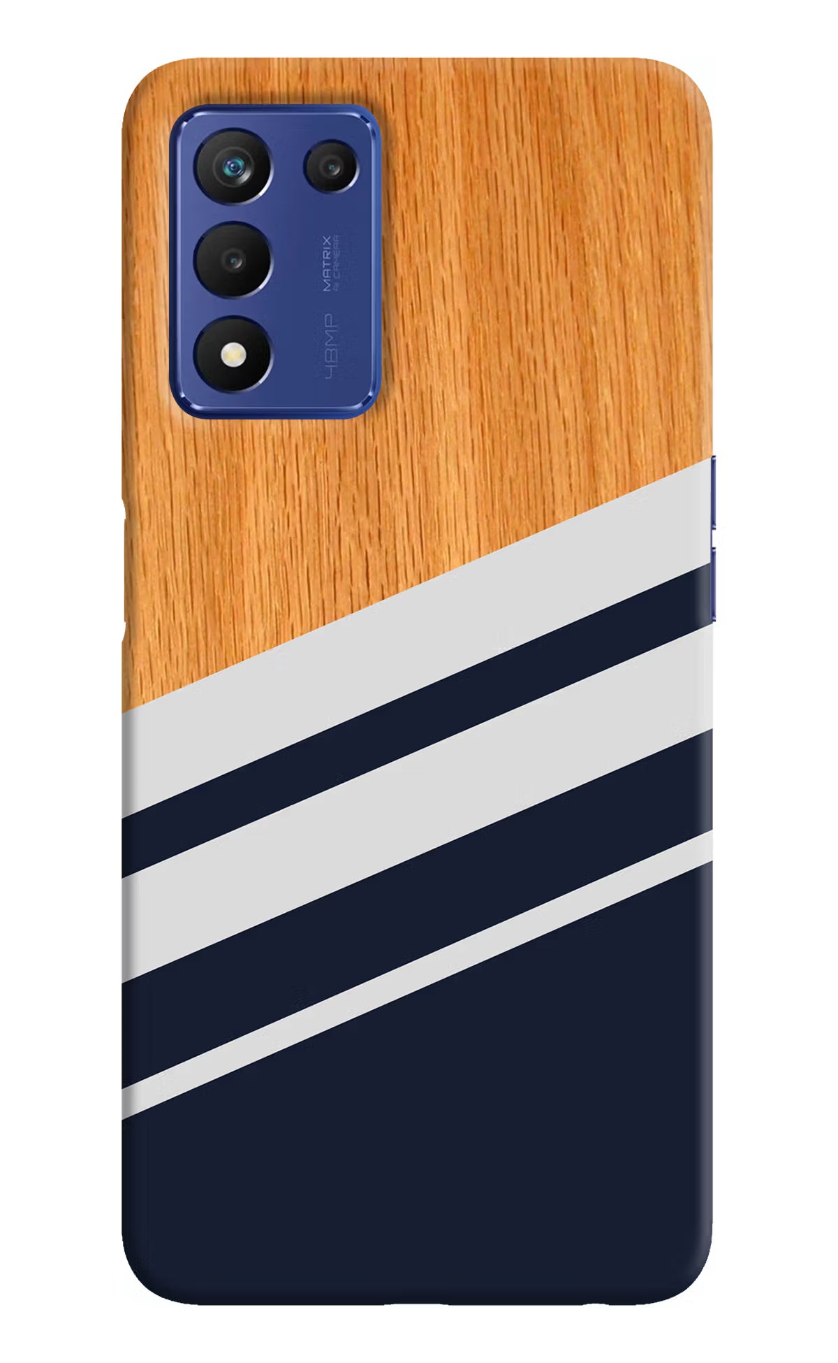 Blue and white wooden Realme 9 SE Hard Case Back Cover by Casekaro