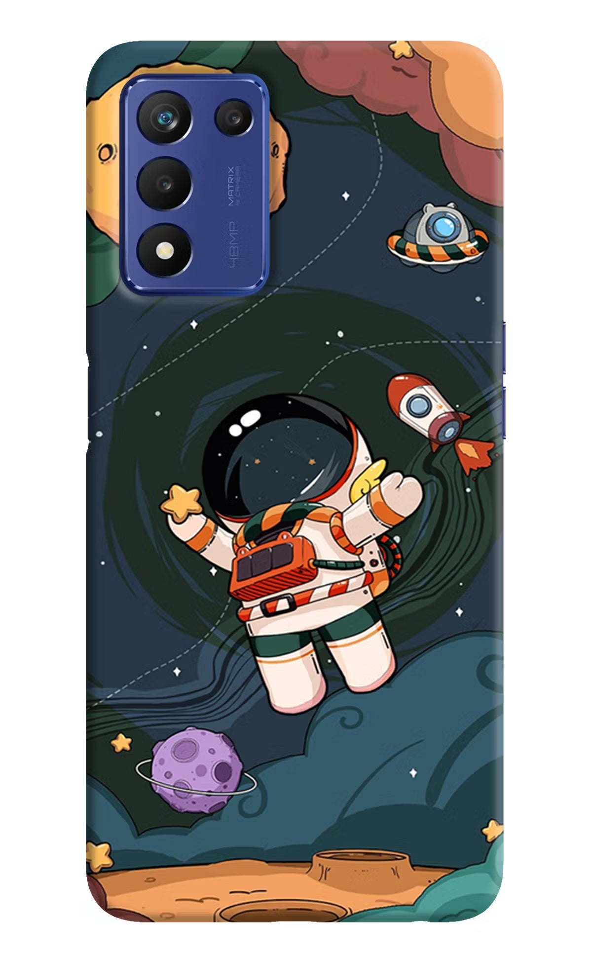 Cartoon Astronaut Realme 9 SE Hard Case Back Cover by Casekaro