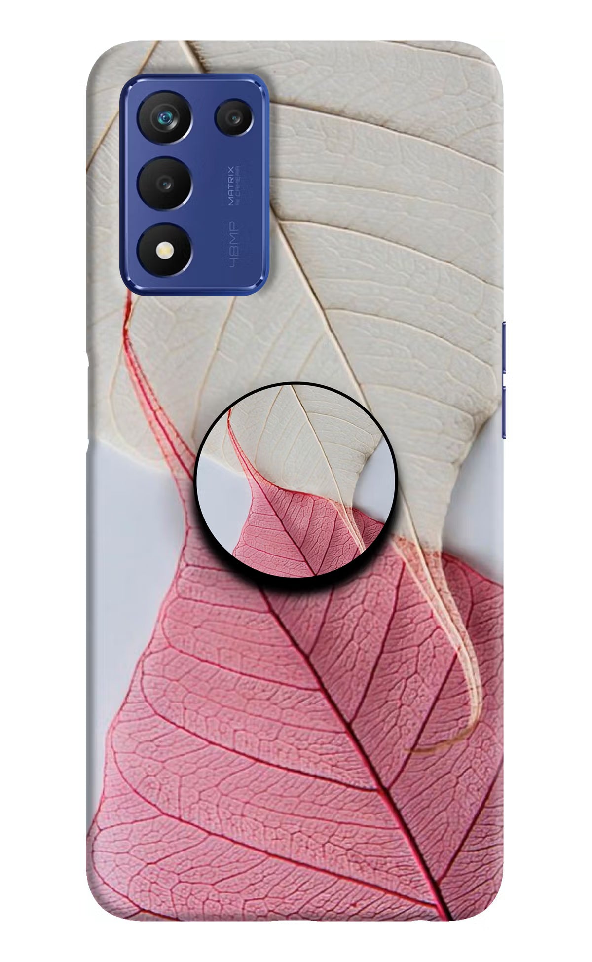 White Pink Leaf Realme 9 SE Pop Case by Casekaro