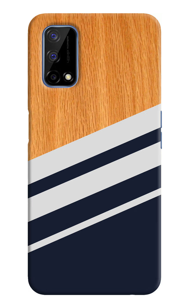 Blue and white wooden Realme Narzo 30 Pro 5G Hard Case Back Cover by Casekaro
