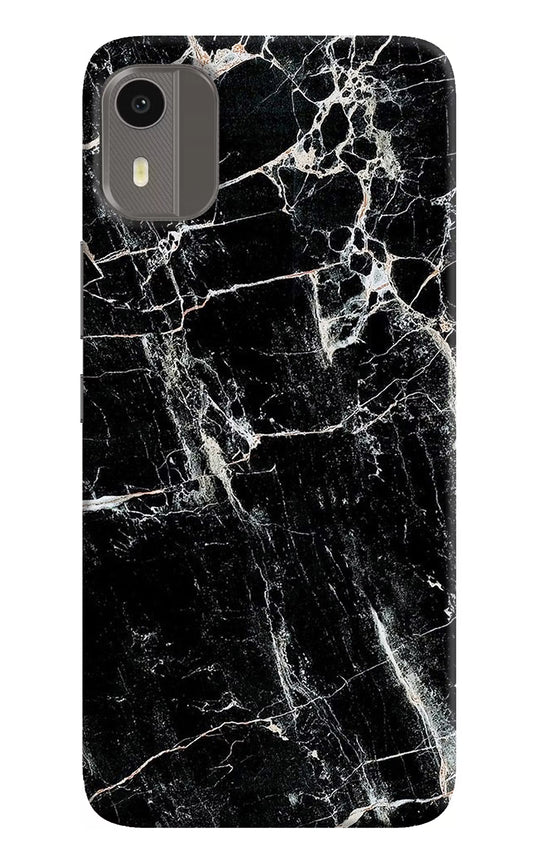 Black Marble Texture Nokia C12/C12 Pro Hard Case Back Cover by Casekaro