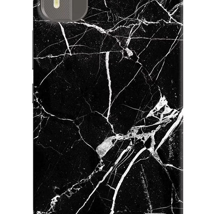 Black Marble Pattern Nokia C12/C12 Pro Hard Case Back Cover by Casekaro