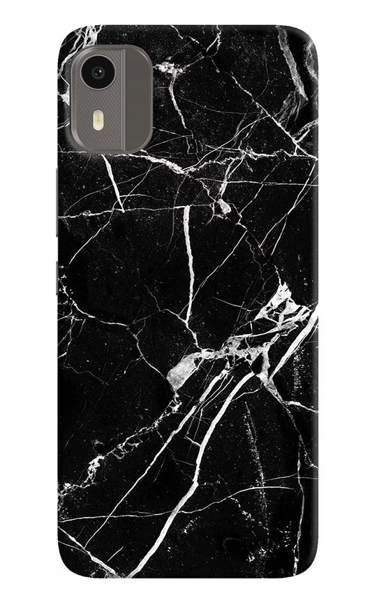 Black Marble Pattern Nokia C12/C12 Pro Hard Case Back Cover by Casekaro