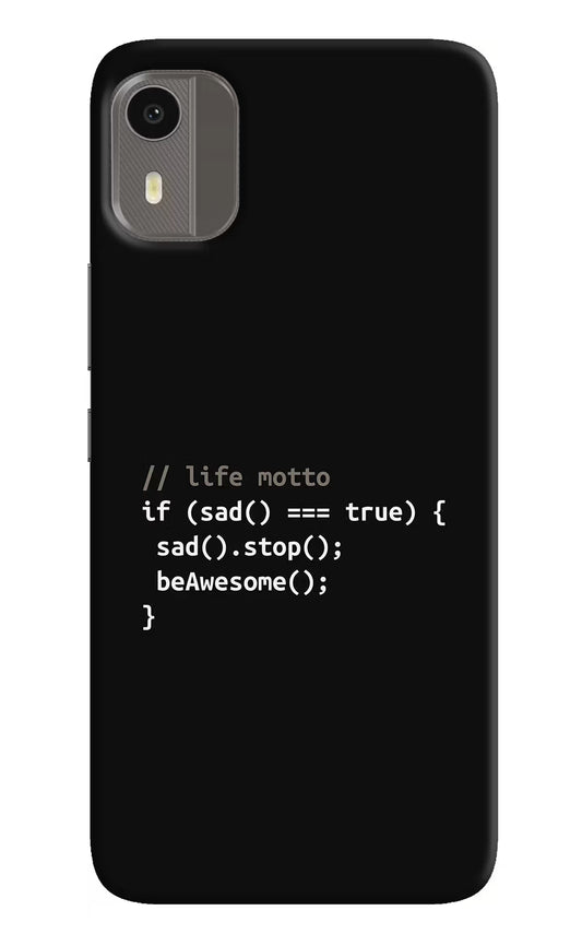 Life Motto Code Nokia C12/C12 Pro Hard Case Back Cover by Casekaro