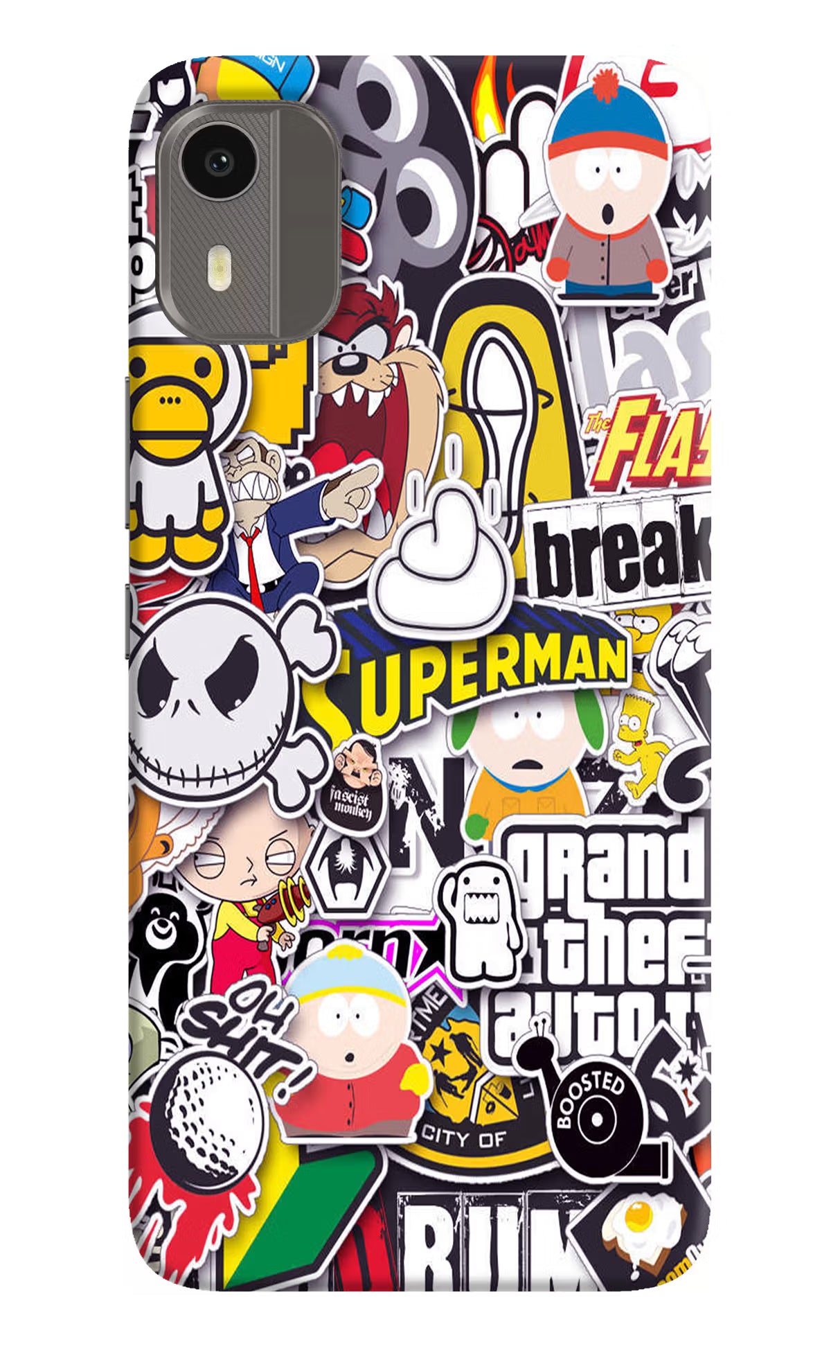Sticker Bomb Nokia C12/C12 Pro Hard Case Back Cover by Casekaro