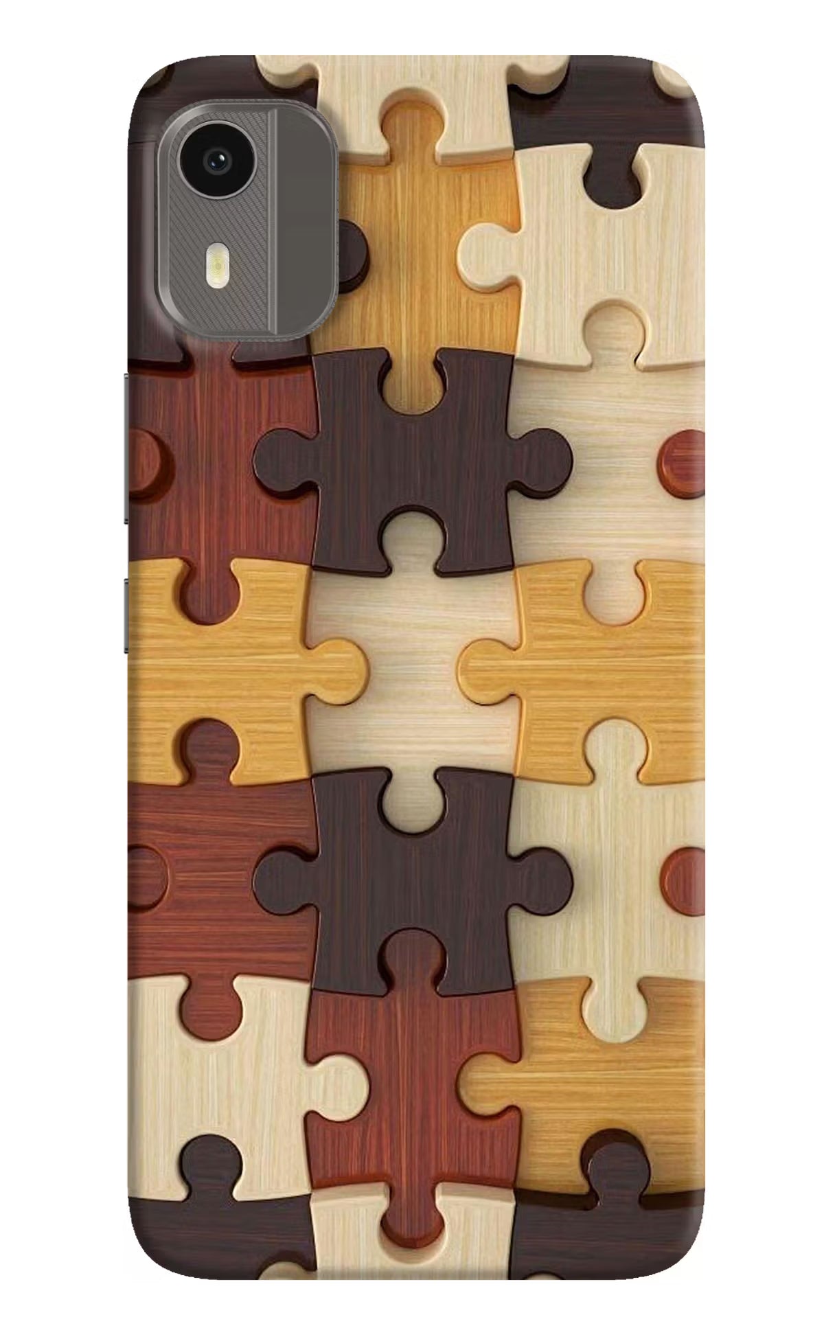 Wooden Puzzle Nokia C12/C12 Pro Hard Case Back Cover by Casekaro