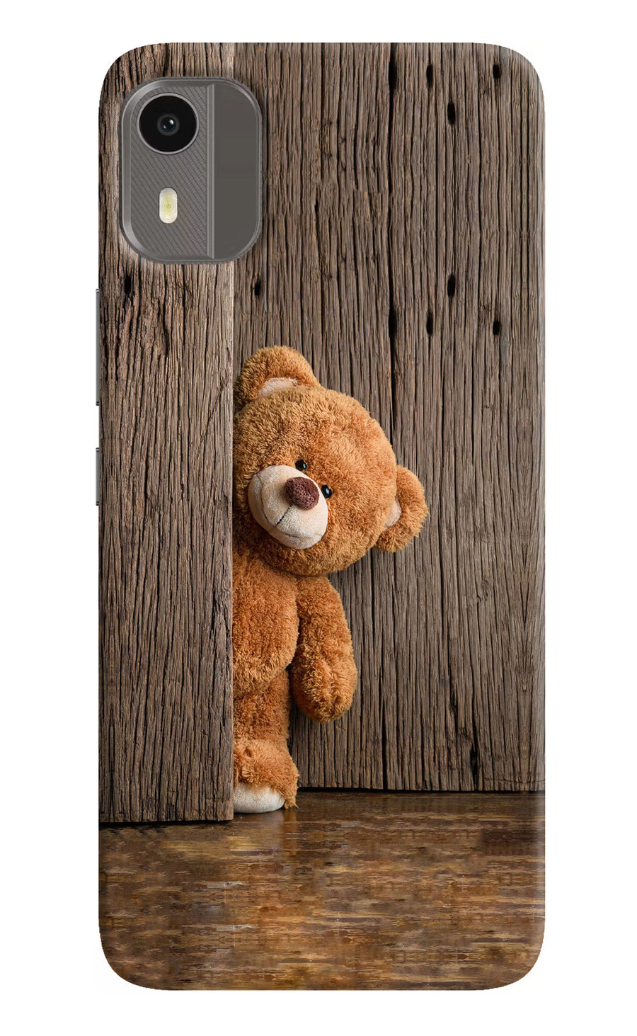 Teddy Wooden Nokia C12/C12 Pro Back Cover, Hard case