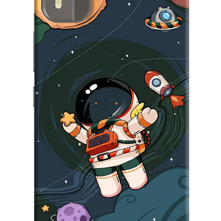 Cartoon Astronaut Nokia C12/C12 Pro Hard Case Back Cover by Casekaro