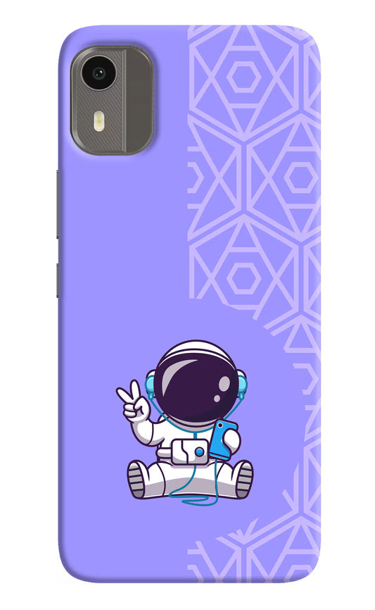 Cute Astronaut Chilling Nokia C12/C12 Pro Hard Case Back Cover by Casekaro