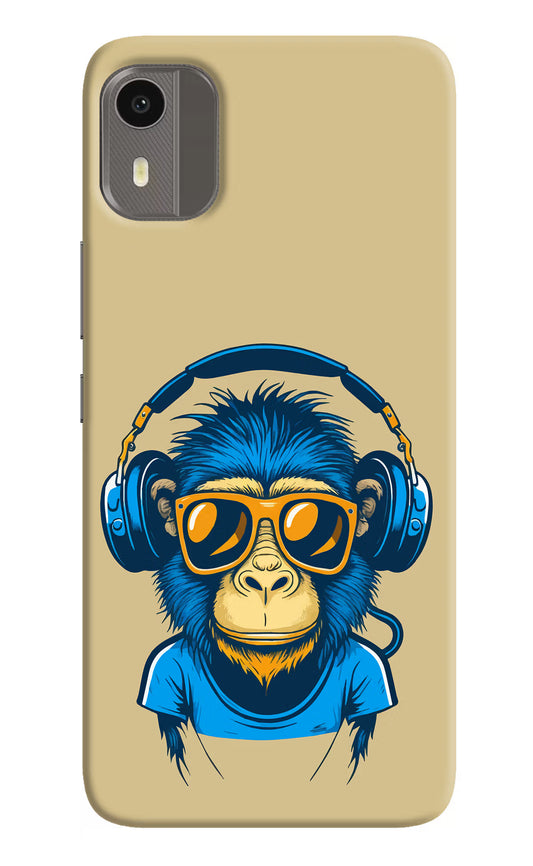 Monkey Headphone Nokia C12/C12 Pro Hard Case Back Cover by Casekaro