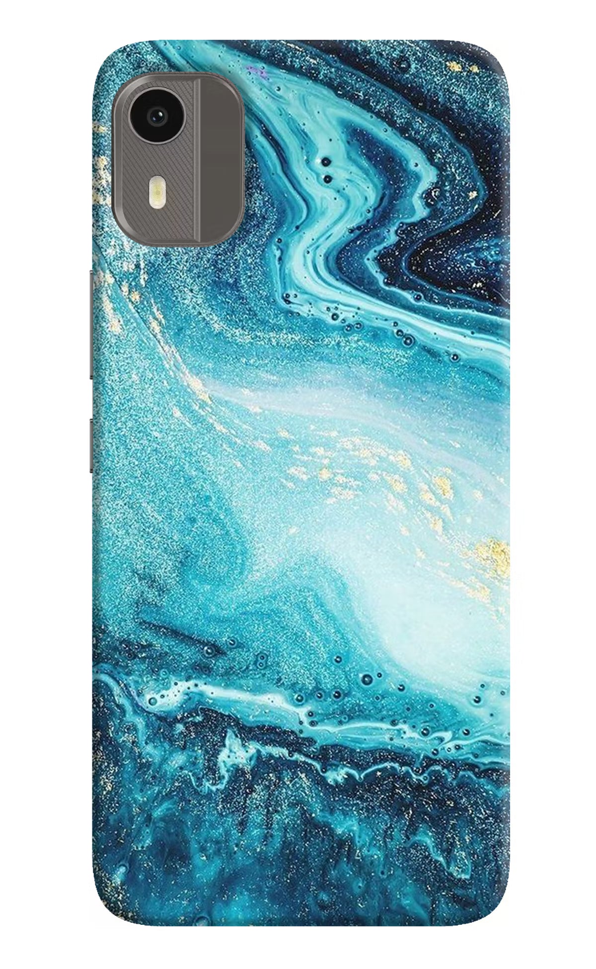 Blue Glitter Marble Nokia C12/C12 Pro Hard Case Back Cover by Casekaro