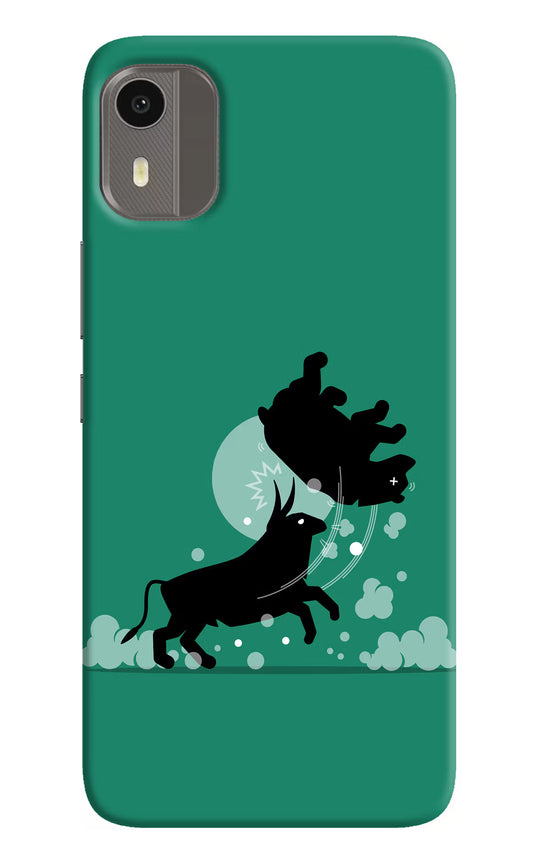 Bull Conqueror Nokia C12/C12 Pro Hard Case Back Cover by Casekaro
