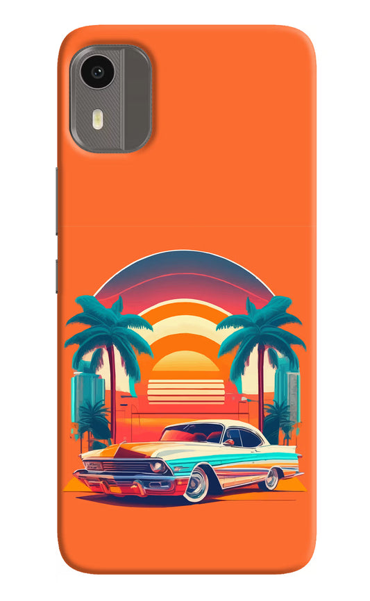 Palm Drive 80s Nokia C12/C12 Pro Hard Case Back Cover by Casekaro