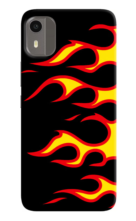 Side Sweep Flames Nokia C12/C12 Pro Hard Case Back Cover by Casekaro