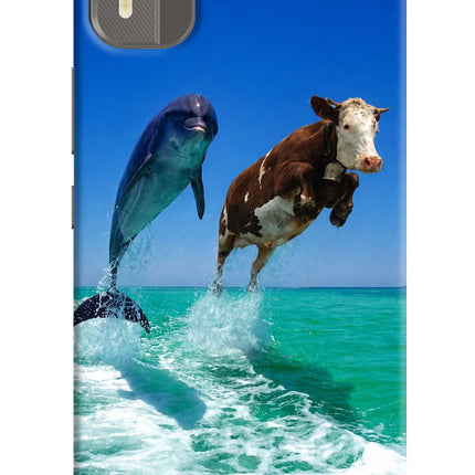 Dolphin vs Cow Nokia C12/C12 Pro Hard Case Back Cover by Casekaro