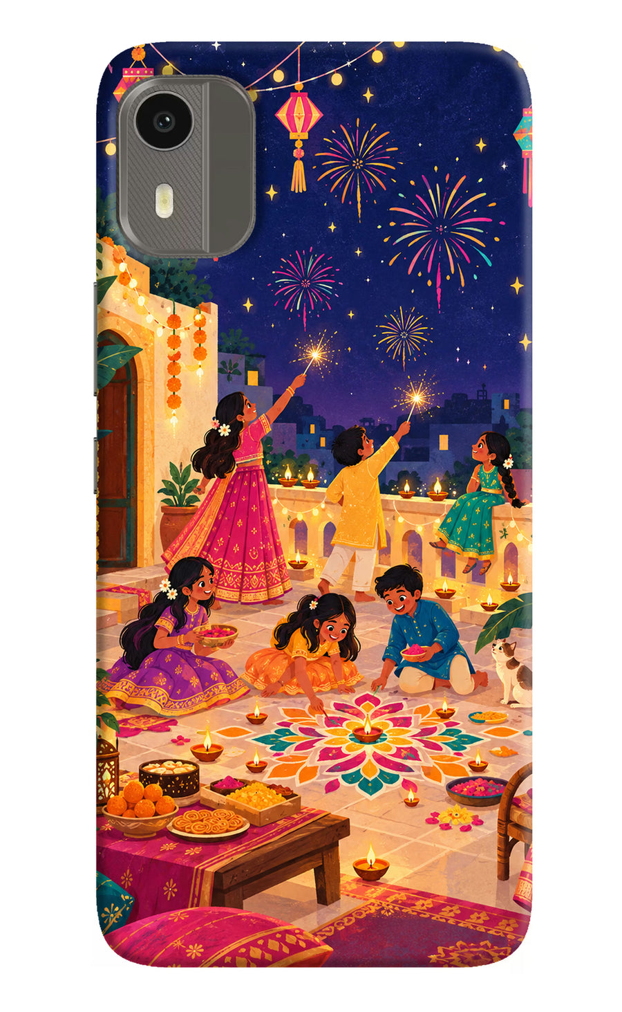 Diwali Night Nokia C12/C12 Pro Back Cover, Hard case