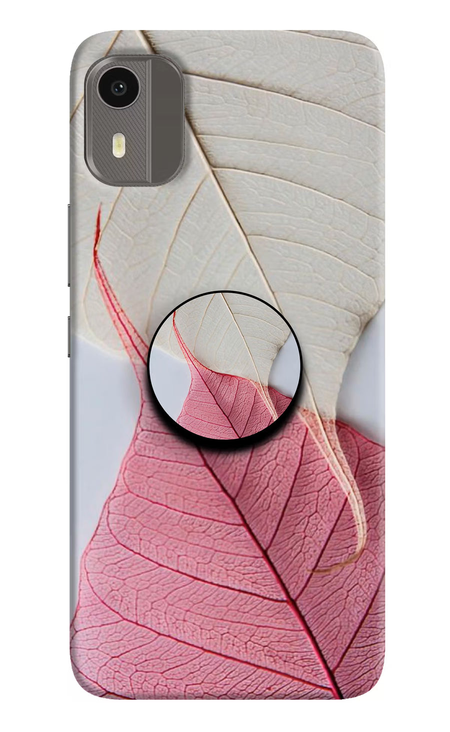 White Pink Leaf Nokia C12/C12 Pro Pop Case, Hard case