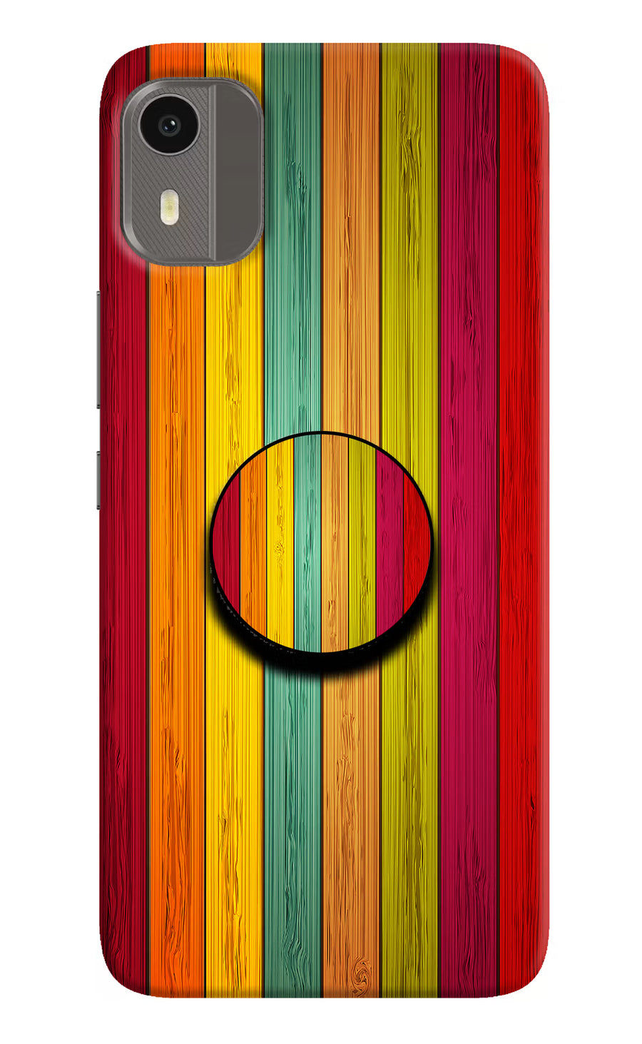 Multicolor Wooden Nokia C12/C12 Pro Pop Case, Hard case
