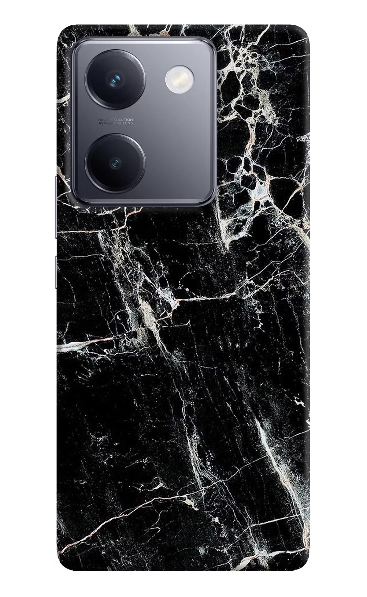 Black Marble Texture Vivo Y200 Pro Hard Case Back Cover by Casekaro