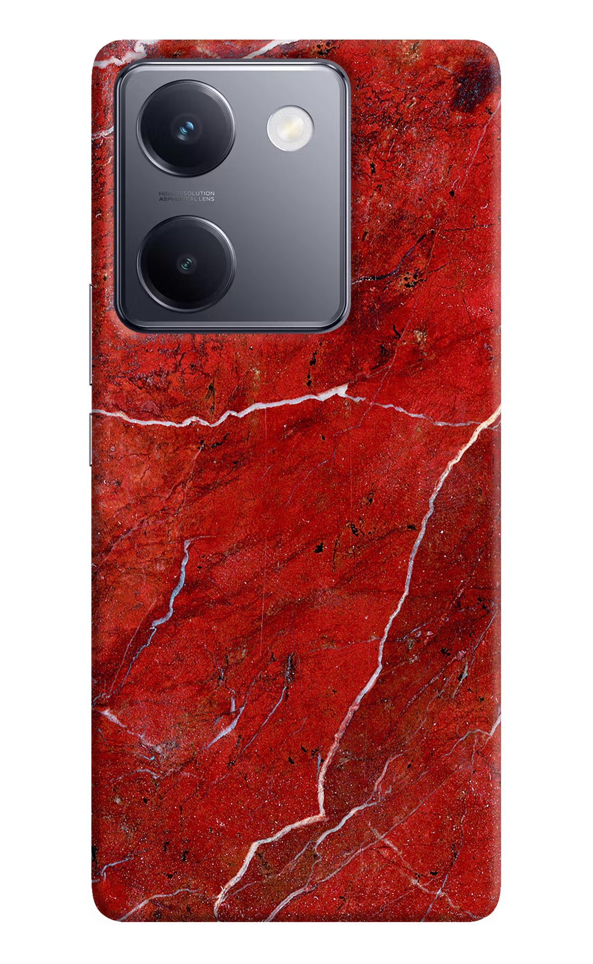 Red Marble Design Vivo Y200 Pro Hard Case Back Cover by Casekaro