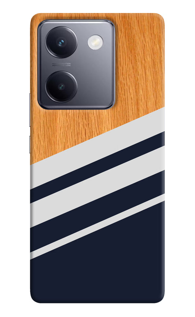 Blue and white wooden Vivo Y200 Pro Hard Case Back Cover by Casekaro