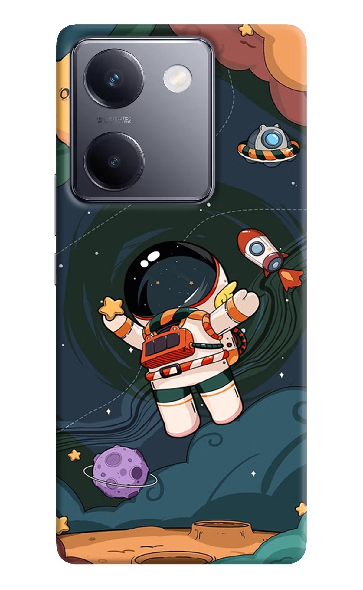 Cartoon Astronaut Vivo Y200 Pro Hard Case Back Cover by Casekaro