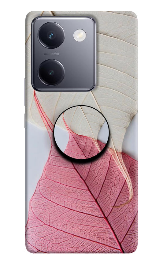 White Pink Leaf Vivo Y200 Pro Pop Case by Casekaro
