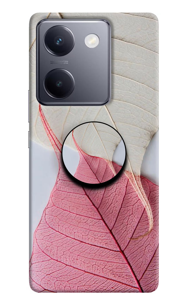 White Pink Leaf Vivo Y200 Pro Pop Case by Casekaro