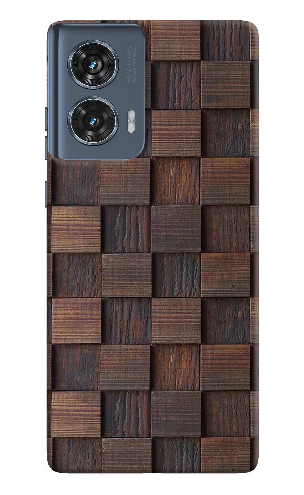 Wooden Cube Design Moto Edge 50 Fusion Hard Case Back Cover by Casekaro