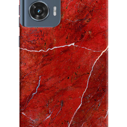 Red Marble Design Moto Edge 50 Fusion Hard Case Back Cover by Casekaro