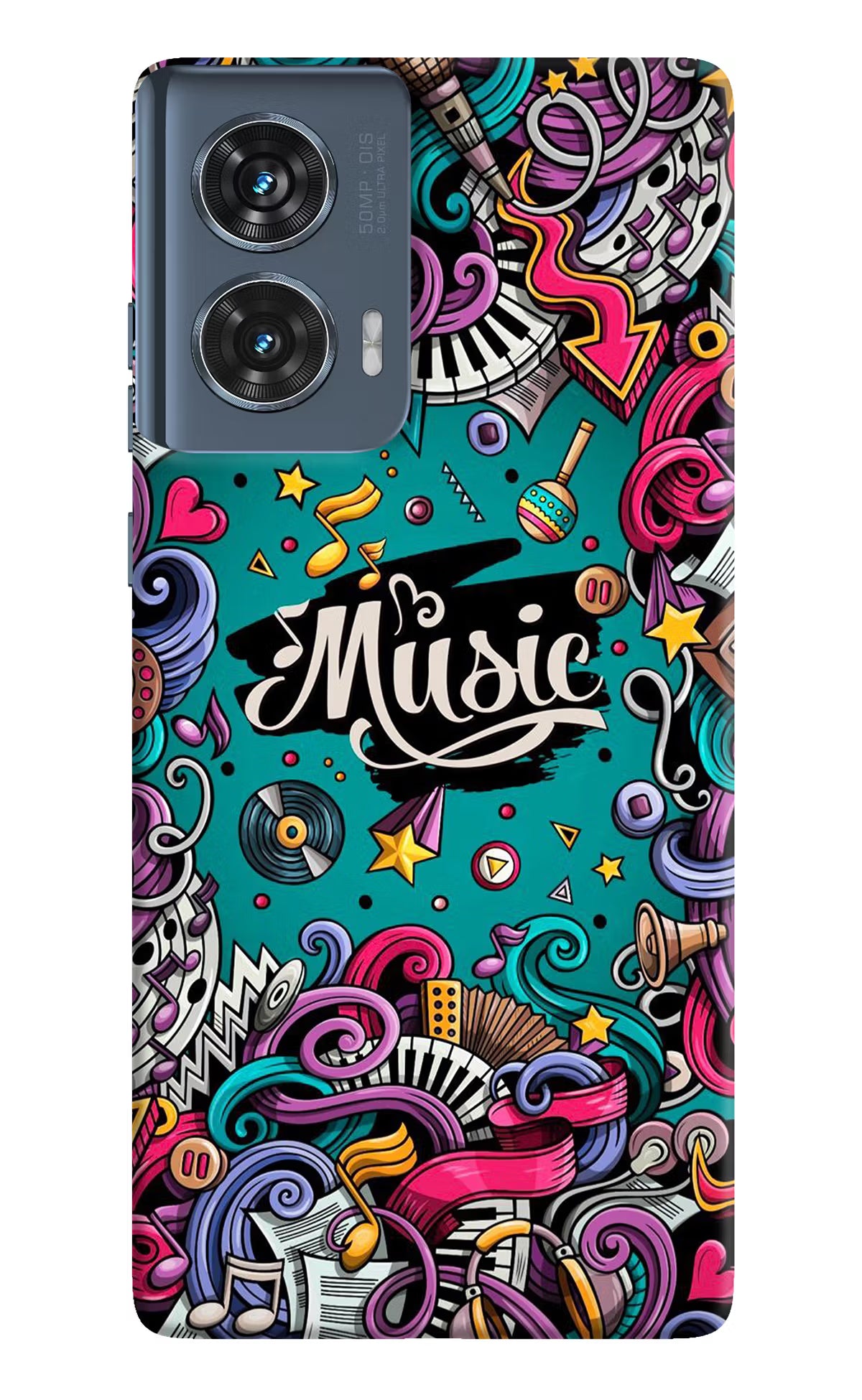 Music Graffiti Moto Edge 50 Fusion Hard Case Back Cover by Casekaro