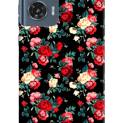 Rose Pattern Moto Edge 50 Fusion Hard Case Back Cover by Casekaro
