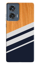 Blue and white wooden Moto Edge 50 Fusion Hard Case Back Cover by Casekaro