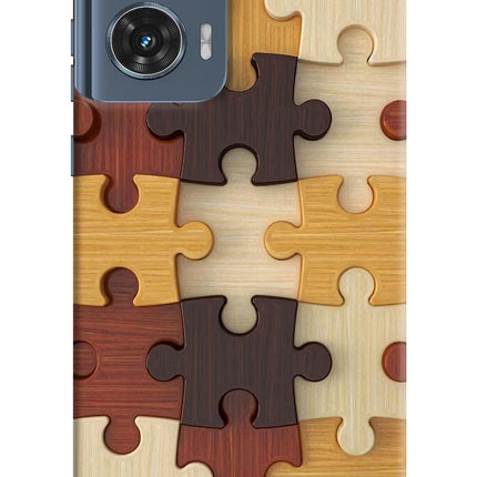 Wooden Puzzle Moto Edge 50 Fusion Hard Case Back Cover by Casekaro