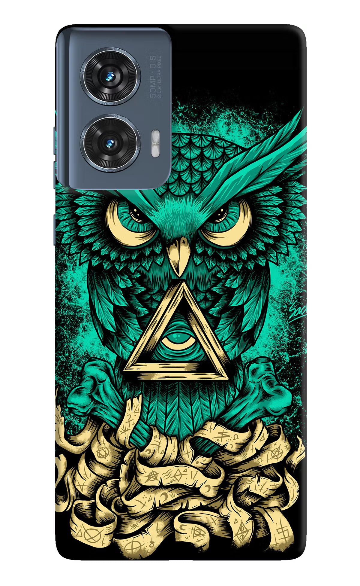 Green Owl Moto Edge 50 Fusion Hard Case Back Cover by Casekaro