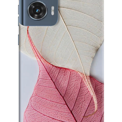 White Pink Leaf Moto Edge 50 Fusion Hard Case Back Cover by Casekaro