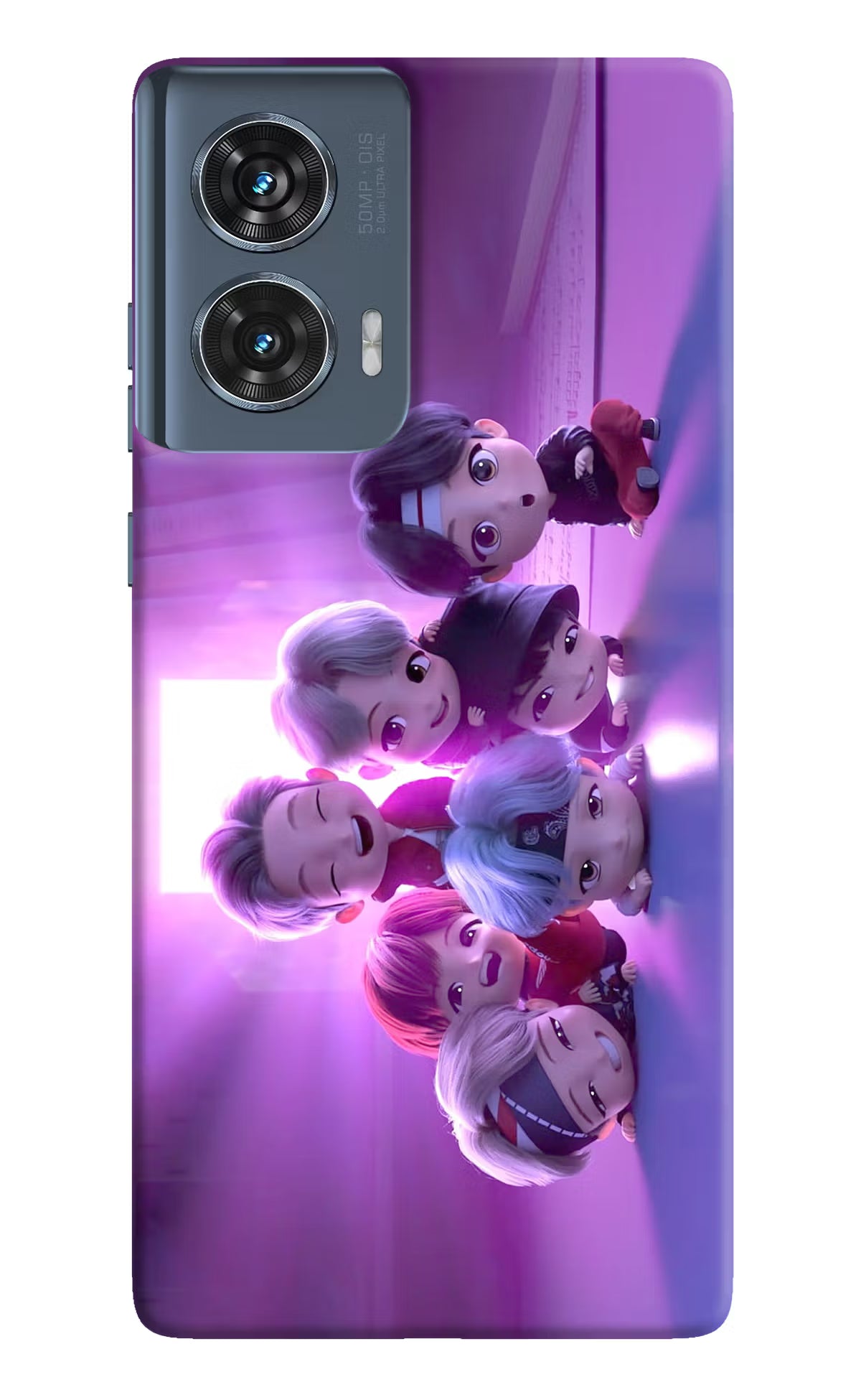BTS Chibi Moto Edge 50 Fusion Hard Case Back Cover by Casekaro