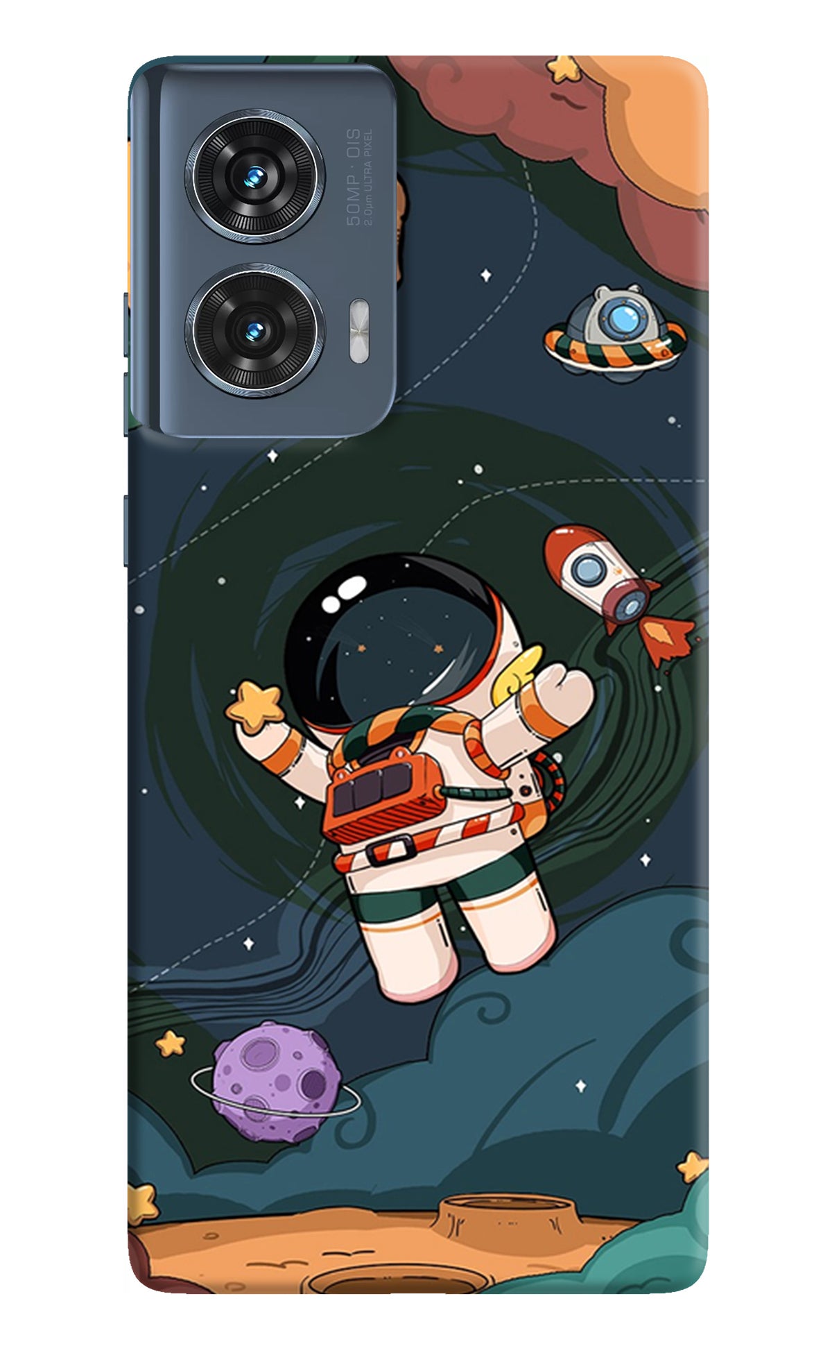 Cartoon Astronaut Moto Edge 50 Fusion Back Cover