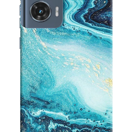 Blue Glitter Marble Moto Edge 50 Fusion Hard Case Back Cover by Casekaro