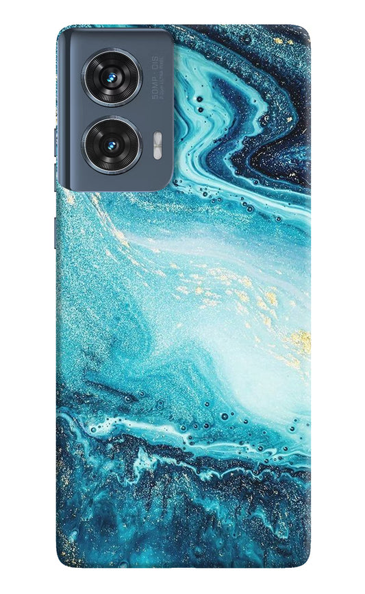 Blue Glitter Marble Moto Edge 50 Fusion Hard Case Back Cover by Casekaro