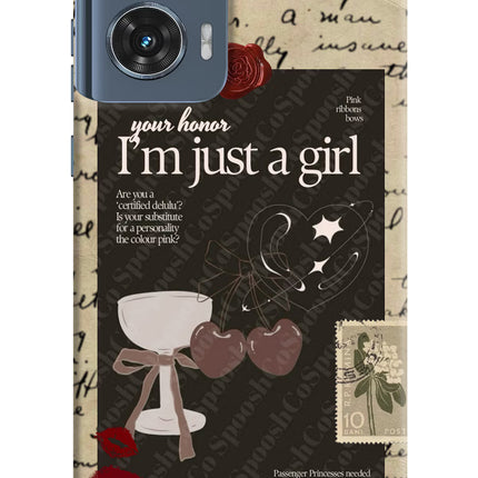 I am just a girl Moto Edge 50 Fusion Hard Case Back Cover by Casekaro