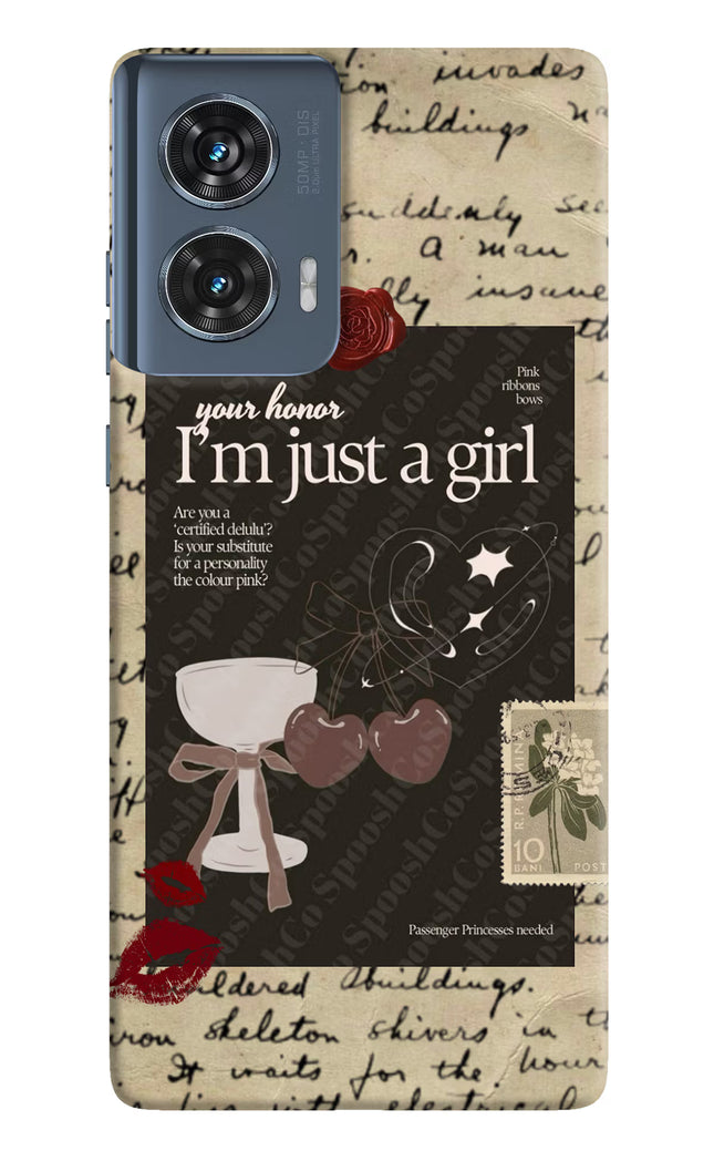I am just a girl Moto Edge 50 Fusion Hard Case Back Cover by Casekaro