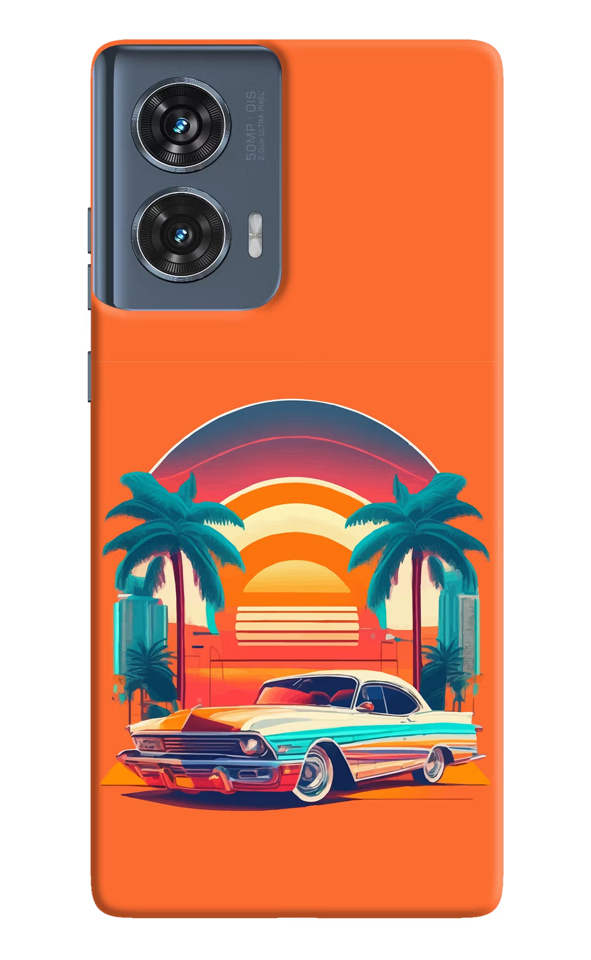 Palm Drive 80s Moto Edge 50 Fusion Hard Case Back Cover by Casekaro