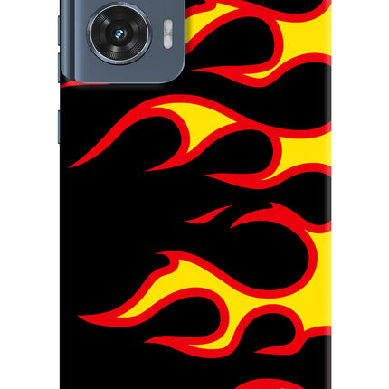Side Sweep Flames Moto Edge 50 Fusion Hard Case Back Cover by Casekaro